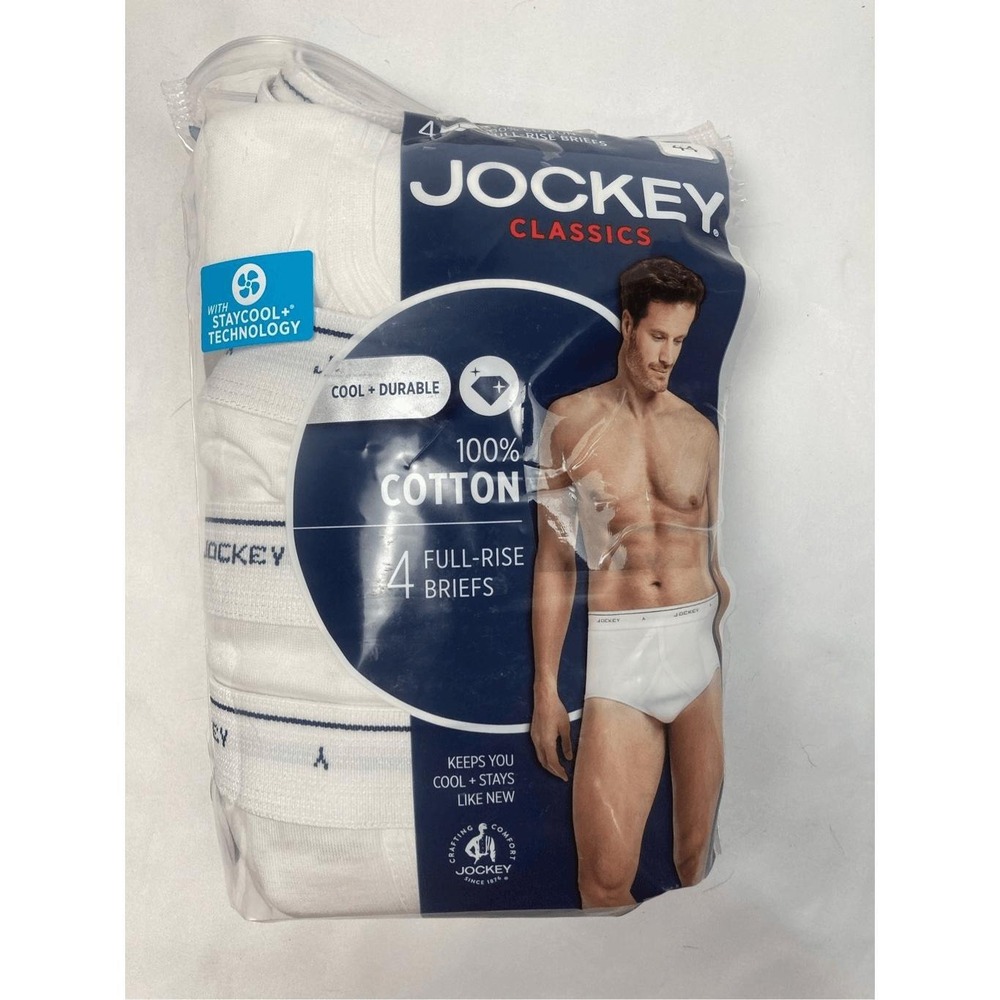 Jockey Full-Rise Briefs 4-Pack White 44 Waist